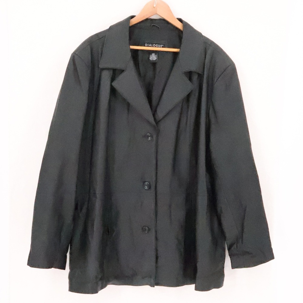 Dialogue Classic Leather Blazer Jacket Mens Size 3X Black Vintage Y2K Minimalist